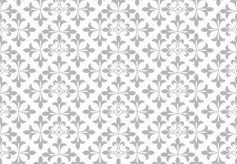 Flower geometric pattern. Seamless vector background. White and gray ornament.
