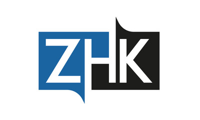 ZHK Square Framed Letter Logo Design Vector with Black and Blue Colors