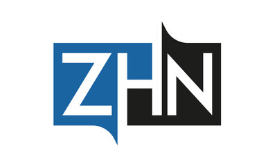 ZHN Square Framed Letter Logo Design Vector with Black and Blue Colors