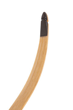 Close-up detail of a light onion lasic bow. Ancient weapons in modern execution. Isolate on a white back.