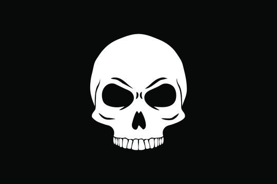 skull head on fire vector icon flaming bones skeleton head