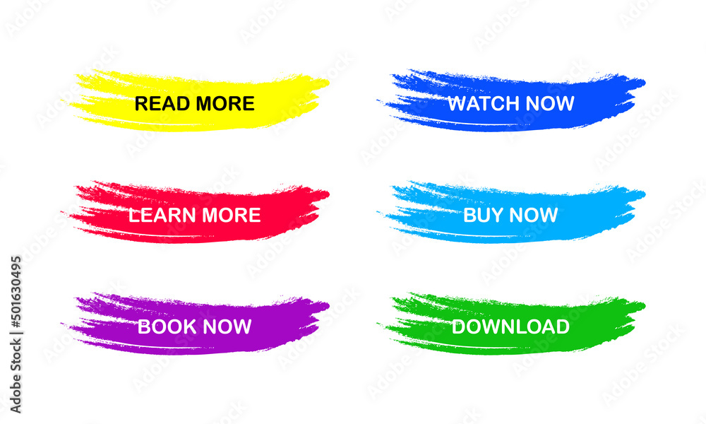 Poster multicolored brush strokes buttons for your web site. read more. vector eps10