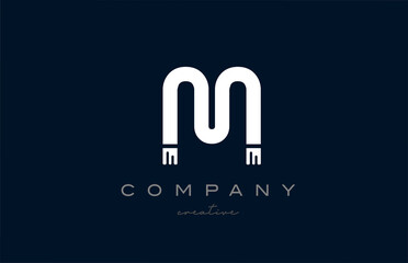 blue white M alphabet letter logo icon. Design suitable for a company or business