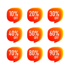 Abstract Sale 10 - 90 Percent OFF Discount Label Tag Isolated. Vector EPS10