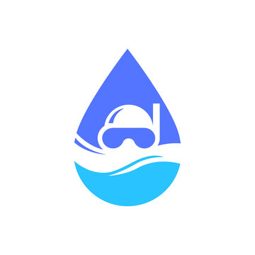 Scuba diving logo template. Diver and drop of water. Vector illustration EPS10