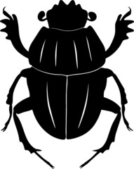 Black illustration of a tropical beetle. The insect is a pest of forests and gardens. Drawing for tattoo