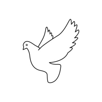 Dove symbol in linear style isolated. Pigeon bird icon. Vector EPS10