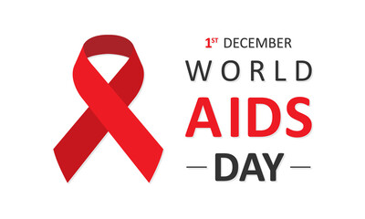 World AIDS Day 1 December banner. Red hiv ribbon awareness. Vector illustration EPS10