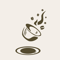 Cup of coffee logo for cafeteria and restaurant, coffee, grain