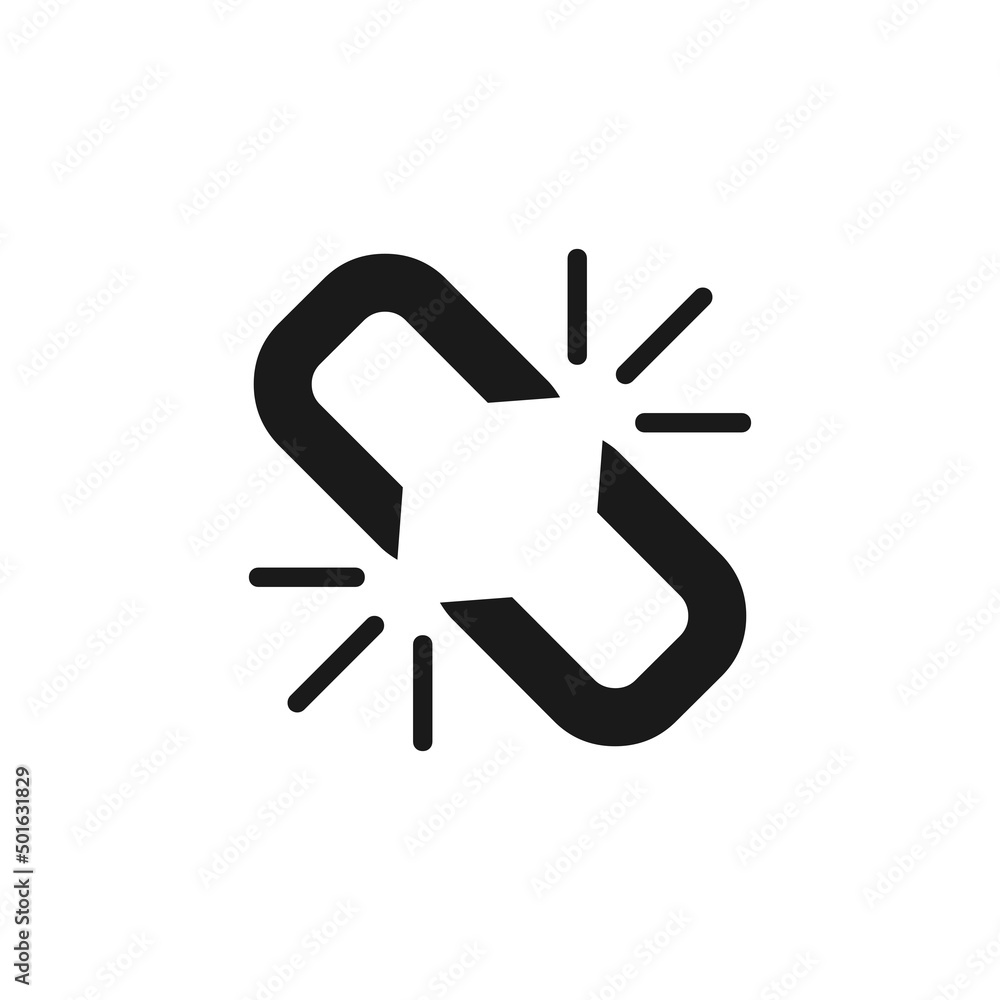 Poster unlink vector icon. wreck chain link symbol. failure disconnection. vector eps 10