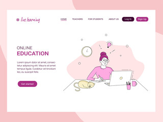 cartoon minimalism style online education