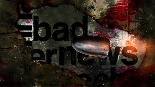 Bullet in slow motion against bad news background