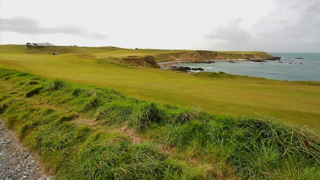 View from path over the golf course at Porthdinllaen, North Wales.