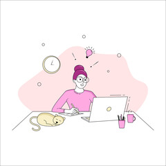 cartoon minimalism style online education