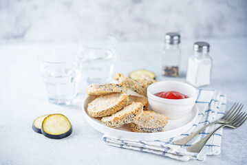 Crispy cheesy Eggplants in a plate