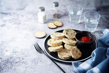 Crispy cheesy Eggplants in a plate