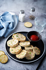 Crispy cheesy Eggplants in a plate