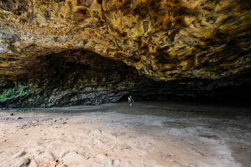 Maniniholo Dry Cave along the Kuhio Highway next to Haena Beach Park on the north shore of Kauai island in Hawaii, United States