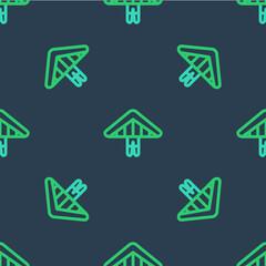 Line Hang glider icon isolated seamless pattern on blue background. Extreme sport. Vector