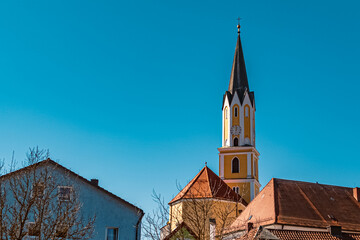 Fototapeta premium Beautiful church at Vilshofen, Danube, Bavaria, Germany