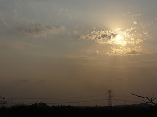 sunrise in the cloud and power tower