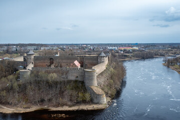 view of the river and the fortress, Ivangorod Fortress
in Russia