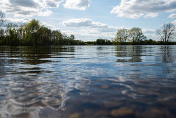 Park with a lake, St Chad Nature Reserve,Derbyshire, England, April 2022.