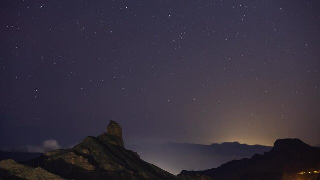 roque nublo in gran canaria at night