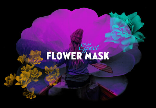 Flower Mask Double Exposure Photo Effect Mockup