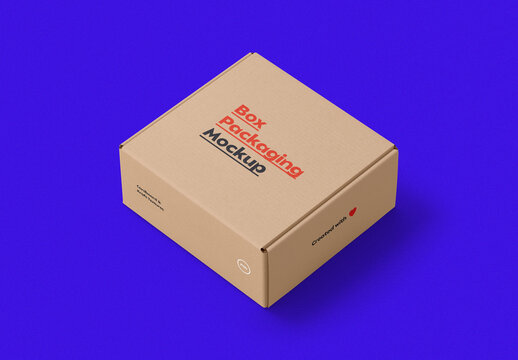 Craft Cardboard Delivery Box Mockup