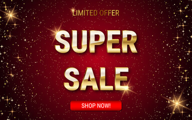 Super sale, discount banner vector design template