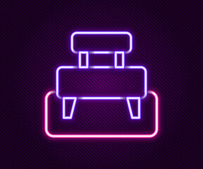 Glowing neon line Bench icon isolated on black background. Colorful outline concept. Vector