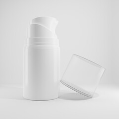opened white spray with transparent wap a front view 3d render