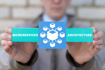 Concept of microservices architecture. Micro Services Software Agile Development Strategy....