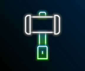 Glowing neon line Medieval battle hammer icon isolated on black background. Colorful outline concept. Vector