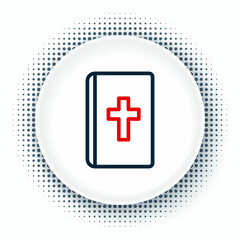Fototapeta premium Line Holy bible book icon isolated on white background. Colorful outline concept. Vector
