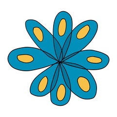 Cute doodle cartoon Daisy flower isolated on white background. Chamomile icon.