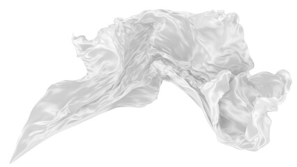 Fototapeta premium Beautiful flowing fabric of white wavy silk or satin. 3d rendering image.