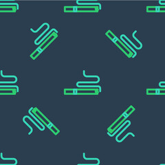 Line Cigarette icon isolated seamless pattern on blue background. Tobacco sign. Smoking symbol. Vector