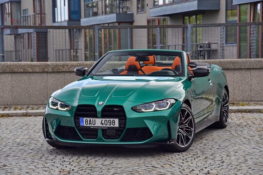 BMW M4 Competition Cabrio. Powerful six-cylinder convertible. General view. 10-13-2021, Prague, Czech Republic.