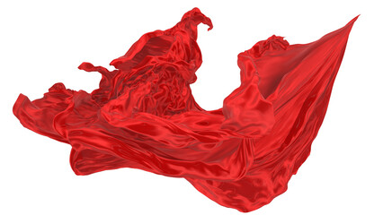 Beautiful flowing fabric of red wavy silk or satin. 3d rendering image.