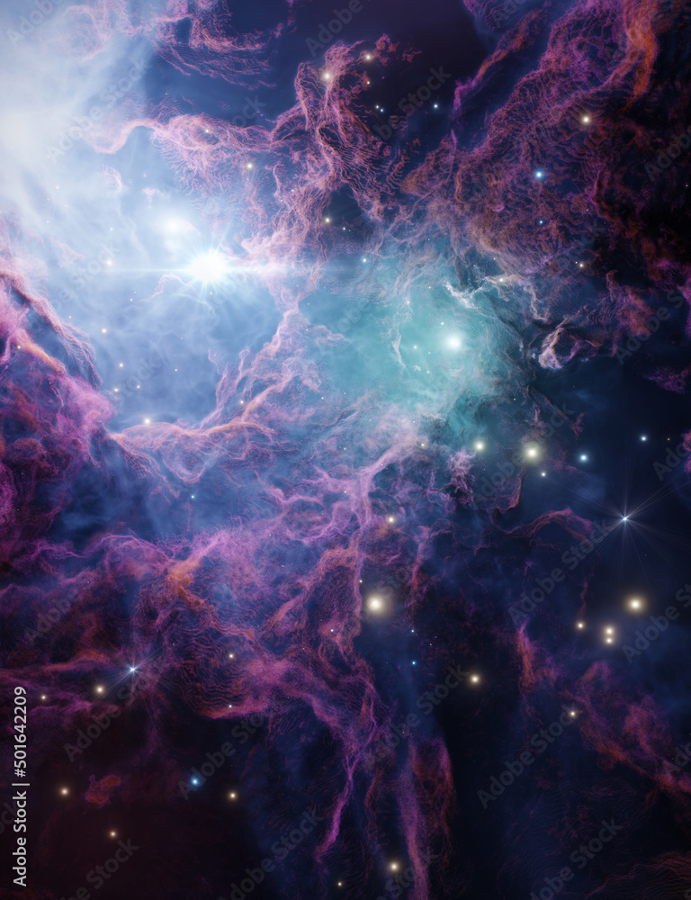 Wall mural nebula in outer space, planets and galaxy