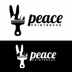 peace paint brush logo design