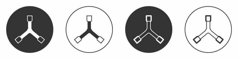 Black Skateboard Y-tool icon isolated on white background. Circle button. Vector