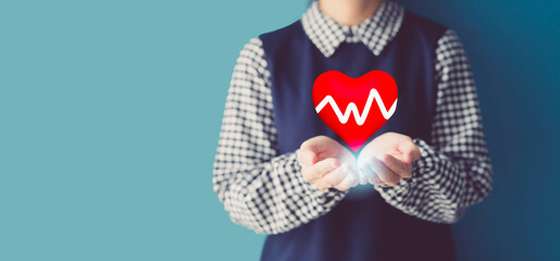 heart rate, Cardio, Healthcare medical.Doctor holding green tag with heart rate icon.Pulse, Cardiogram, Heart check up, hospital, Athlete, Heartbeat, Workout, Fit, High blood pressure.World health day