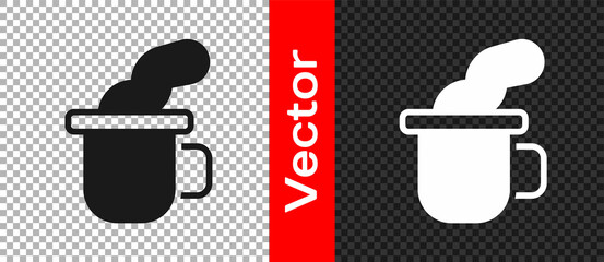 Black Cup of tea icon isolated on transparent background. Vector