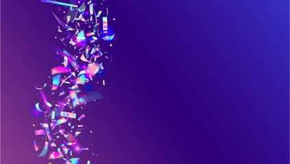 Hologram Confetti. Webpunk Art. Purple Party Sparkles. Glitter Foil. Holographic Background. Retro Abstract Template. Cristal Glare. Shiny Flare. Blue Hologram Confetti