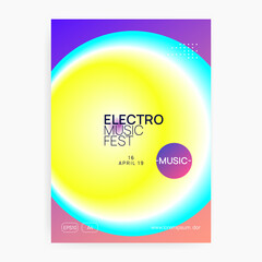 Disco Flyer. Memphis Pattern For Brochure Vector. Jazz Club Poster. Dance And Exhibition Design. Wavy Glitch For Invitation. Yellow And Turquoise Disco Flyer