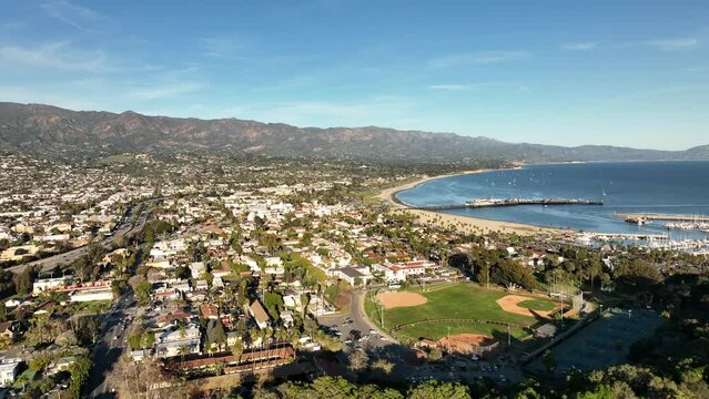 Santa Barbara Cityscape in California. Santa Barbara aerial view, flying with drone.