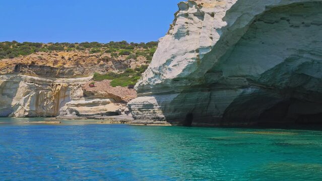 Kleftiko cliffs and sea cave at Milos island, Cyclades, Greece